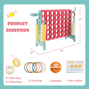 4-in-a-Row Connect Game with Basketball Hoop and Toss Ring-Blue view 4
