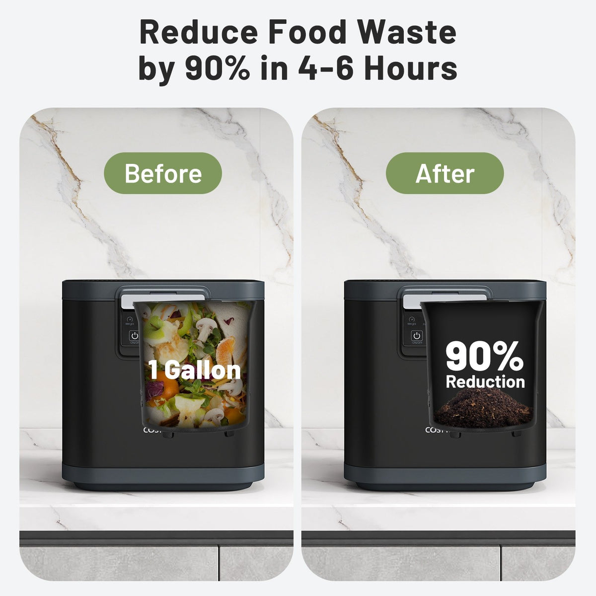 4 L Electric Composter with Lid and LED Display for Kitchen-Black view 5