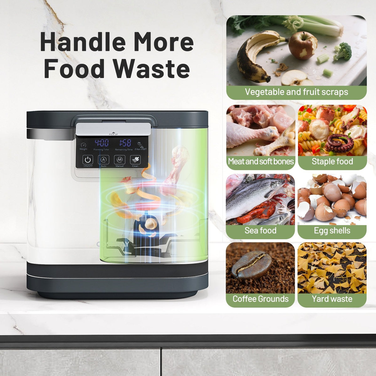 4 L Electric Composter with Lid and LED Display for Kitchen-Black view 9