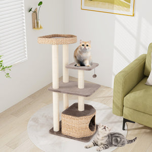 4 Layer Cat Tower with Scratching Posts Condo and Washable Cushions-Coffee view 2