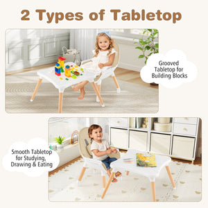 5-in-1 Baby Wooden Convertible High Chair-Khaki view 8