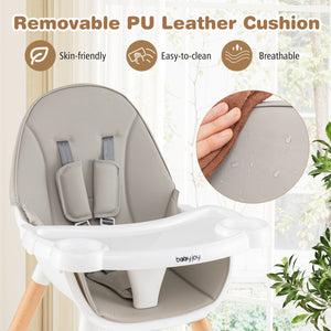 5-in-1 Baby Wooden Convertible High Chair -Gray view 8