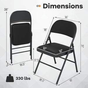 4 Pack Folding Chairs with Metal Frame and PVC Leather for Indoor Outdoor-Black view 5