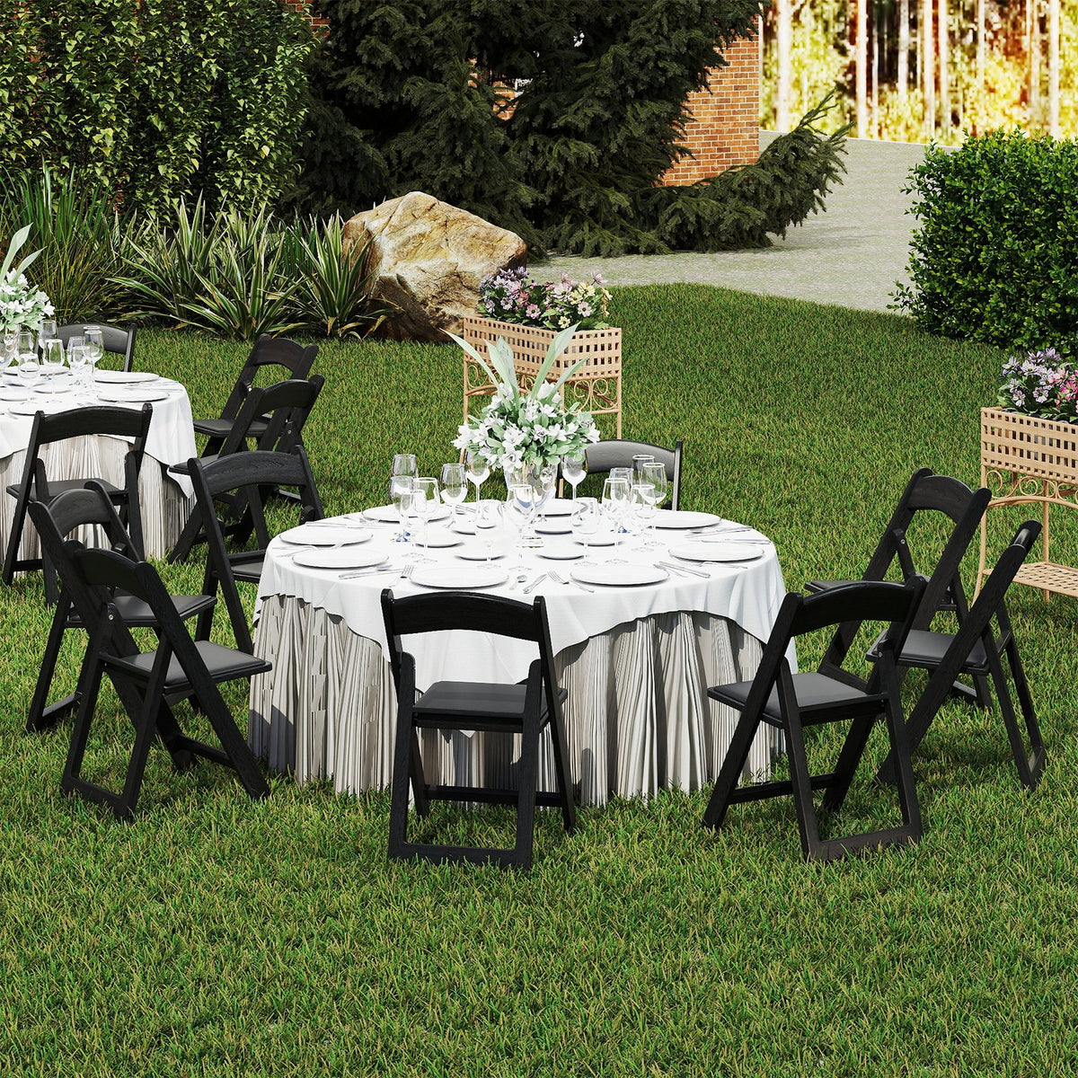 4 Pack Resin Folding Chairs with Padded Seat-Black view 3