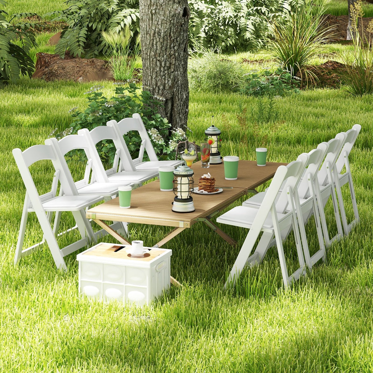 4 Pack Resin Folding Chairs with Padded Seat-White view 3