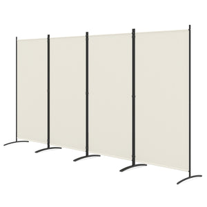 4 Panel Room Divider 6 FT Tall Folding Privacy Screen with Curved Metal Feet-White view 3