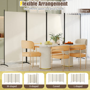 4 Panel Room Divider 6 FT Tall Folding Privacy Screen with Curved Metal Feet-White view 5