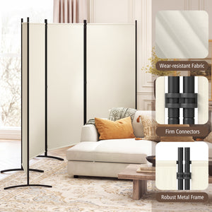 4 Panel Room Divider 6 FT Tall Folding Privacy Screen with Curved Metal Feet-White view 6