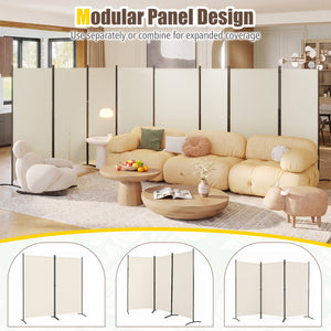 4 Panel Room Divider 6 FT Tall Folding Privacy Screen with Curved Metal Feet-White view 9