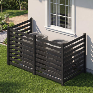 4-Panel Wooden Outdoor Privacy Fence with Ground Stakes-Black view 2