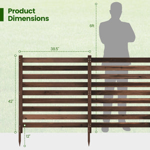 4-Panel Wooden Outdoor Privacy Fence with Ground Stakes-Brown view 5
