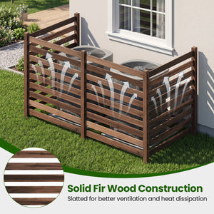 4-Panel Wooden Outdoor Privacy Fence with Ground Stakes-Brown view 8