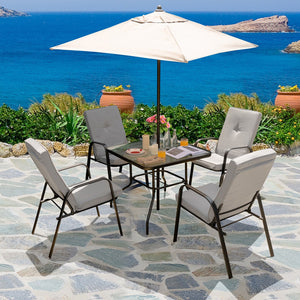 4 Patio Dining Stackable Chairs Set with High-Back Cushions view 3
