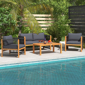 4 Pieces Acacia Wood Outdoor Patio Furniture Set view 2