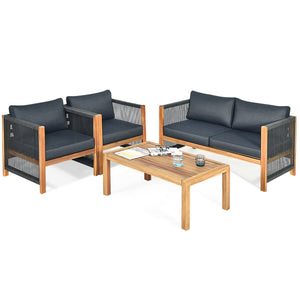 4 Pieces Acacia Wood Outdoor Patio Furniture Set view 4