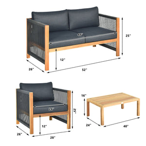 4 Pieces Acacia Wood Outdoor Patio Furniture Set view 5