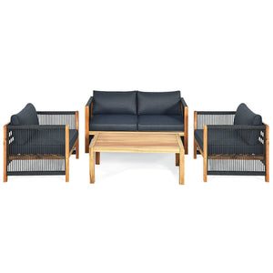 4 Pieces Acacia Wood Outdoor Patio Furniture Set view 8