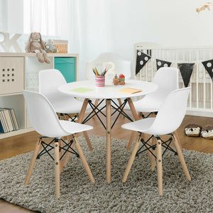 4 Pieces Medieval Style Children Chair Set with Wood Legs-White view 3