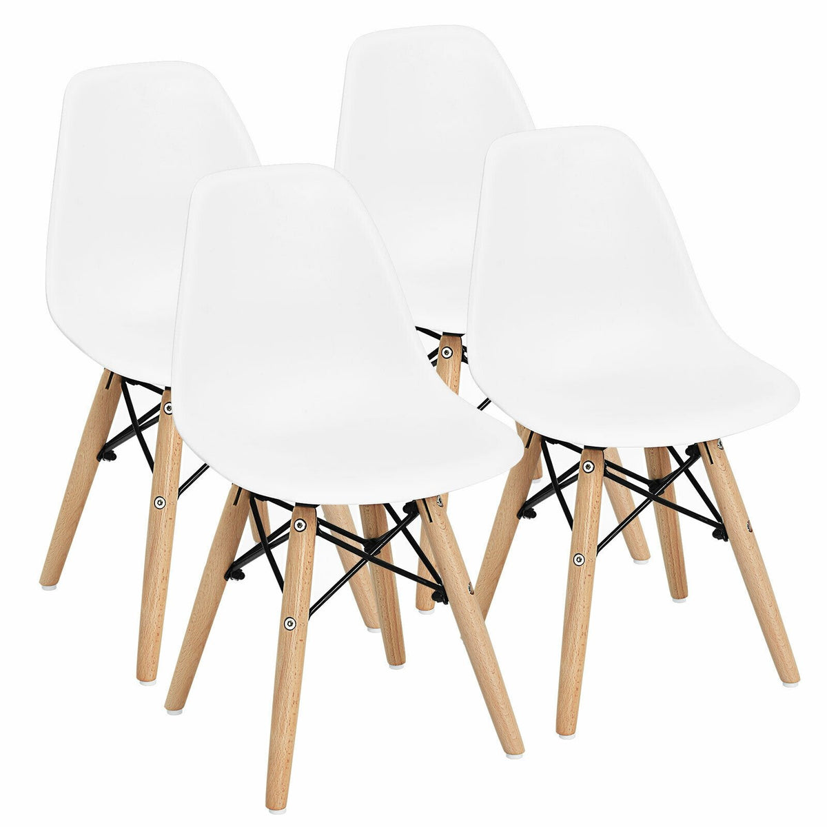 4 Pieces Medieval Style Children Chair Set with Wood Legs-White view 4