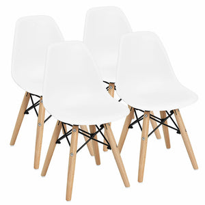 4 Pieces Medieval Style Children Chair Set with Wood Legs-White view 4