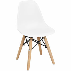 4 Pieces Medieval Style Children Chair Set with Wood Legs-White view 7