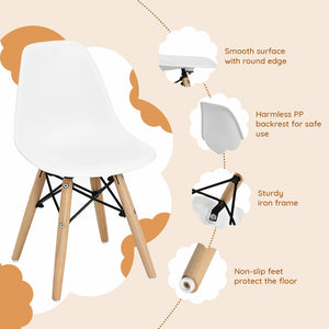 4 Pieces Medieval Style Children Chair Set with Wood Legs-White view 9