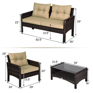 4 Pieces Patio Rattan Free Combination Sofa Set with Cushion and Coffee Table view 5