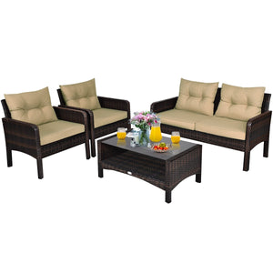 4 Pieces Patio Rattan Free Combination Sofa Set with Cushion and Coffee Table view 7