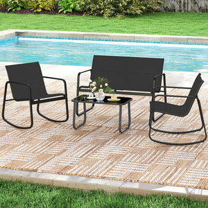 4 PCS Patio Furniture Set Outdoor Rocker Chair Conversation Set-Black view 2