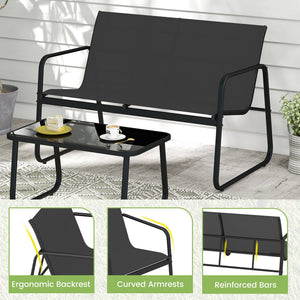 4 PCS Patio Furniture Set Outdoor Rocker Chair Conversation Set-Black view 8