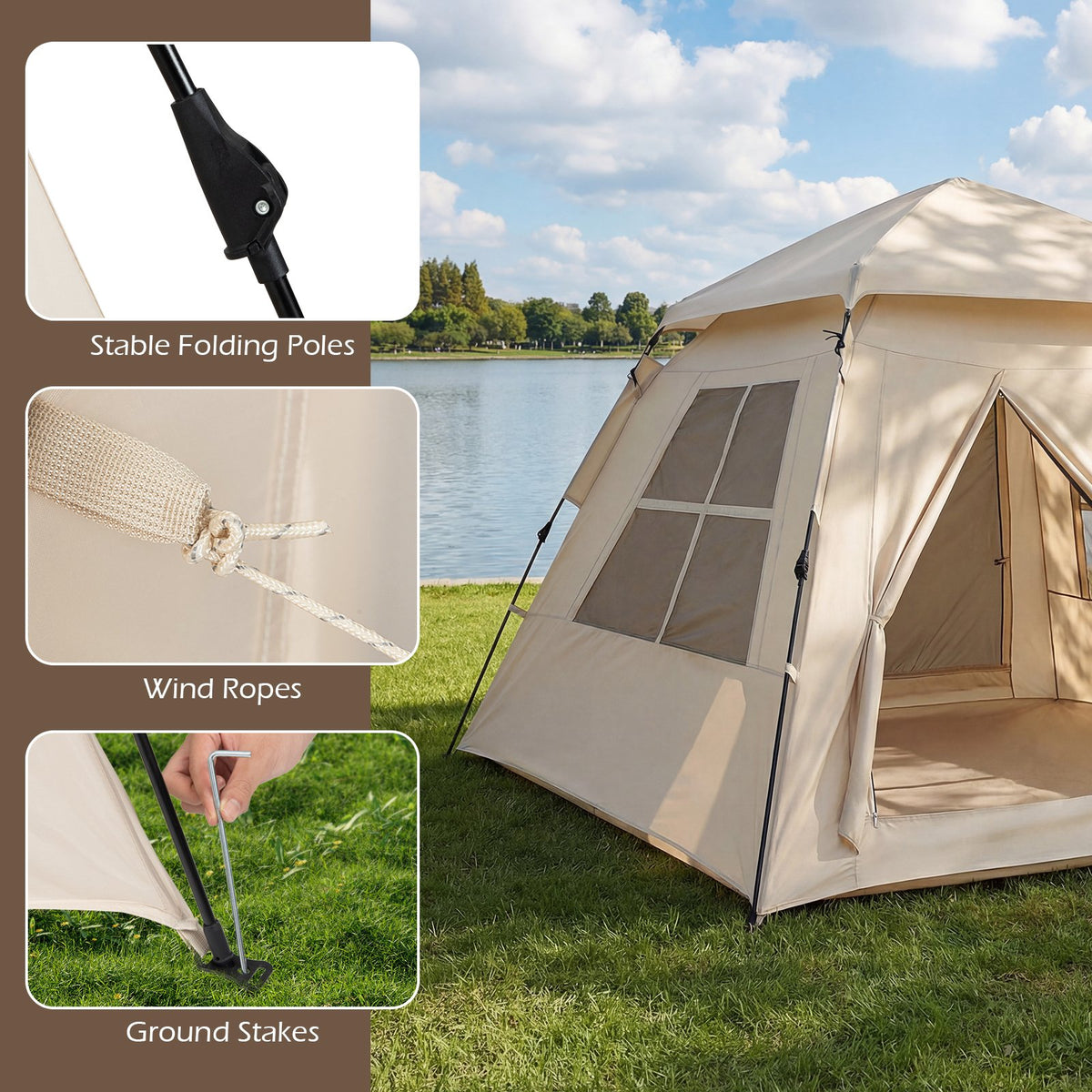 4 Person Camping Tent Portable Automatic Easy Setup with Rainfly and 2 Doors view 8