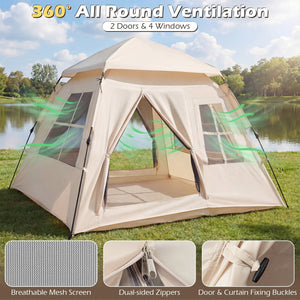 4 Person Camping Tent Portable Automatic Easy Setup with Rainfly and 2 Doors view 9