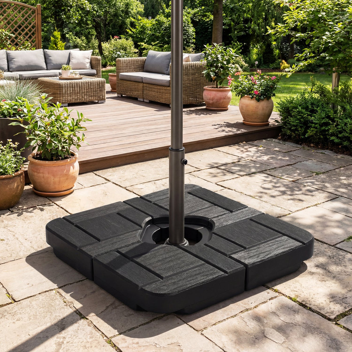 4-Piece 188 LBS Cantilever Offset Patio Umbrella Base-Black view 2