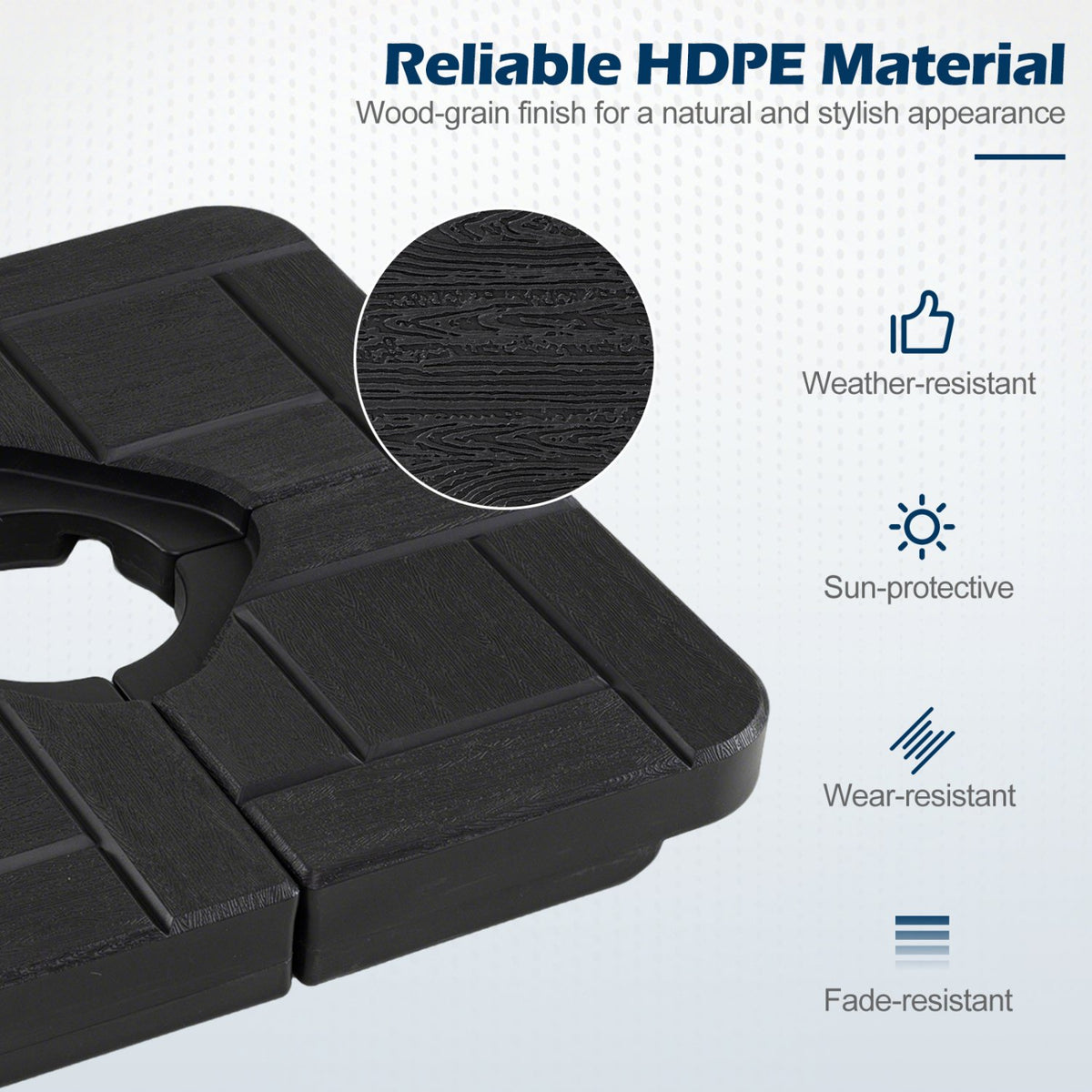 4-Piece 188 LBS Cantilever Offset Patio Umbrella Base-Black view 6