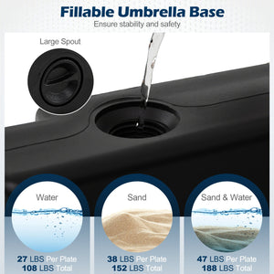 4-Piece 188 LBS Cantilever Offset Patio Umbrella Base-Black view 7