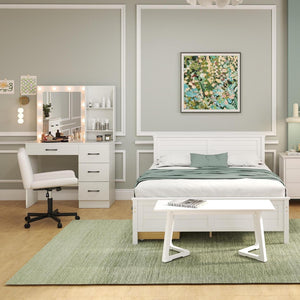 4-Piece Bedroom Furniture Set with Twin Size Bed Frame, Entryway Bench, Vanity Desk and Jewelry Armoire view 2