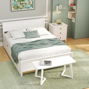 4-Piece Bedroom Furniture Set with Twin Size Bed Frame, Entryway Bench, Vanity Desk and Jewelry Armoire view 3