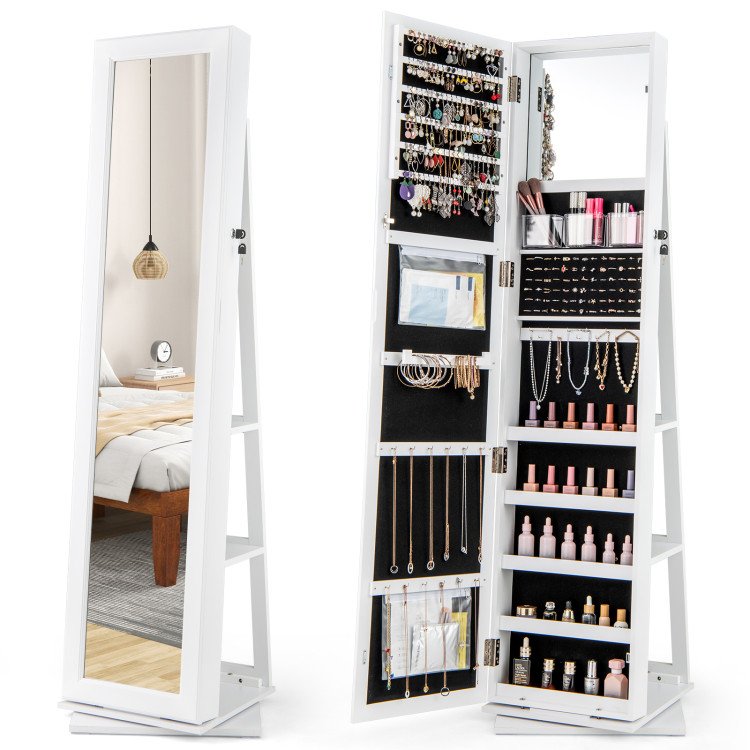 4-Piece Bedroom Furniture Set with Twin Size Bed Frame, Entryway Bench, Vanity Desk and Jewelry Armoire view 6