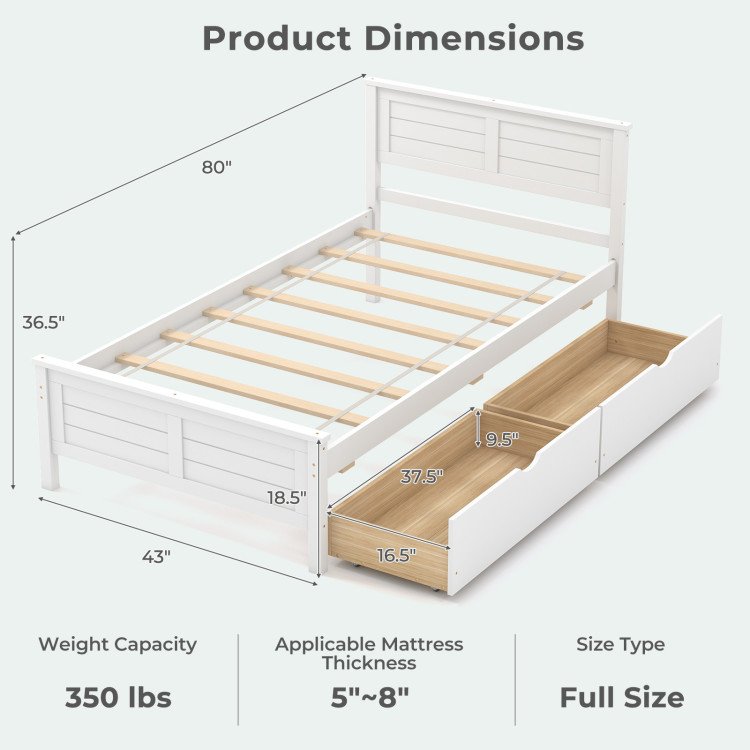 4-Piece Bedroom Furniture Set with Twin Size Bed Frame, Entryway Bench, Vanity Desk and Jewelry Armoire view 7