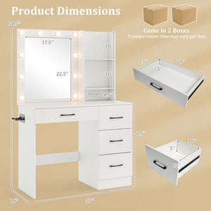 4-Piece Bedroom Furniture Set with Twin Size Bed Frame, Entryway Bench, Vanity Desk and Jewelry Armoire view 9