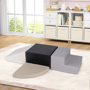 4-Piece Climb and Crawl Foam Block Play Set for Infant Baby-Black view 2