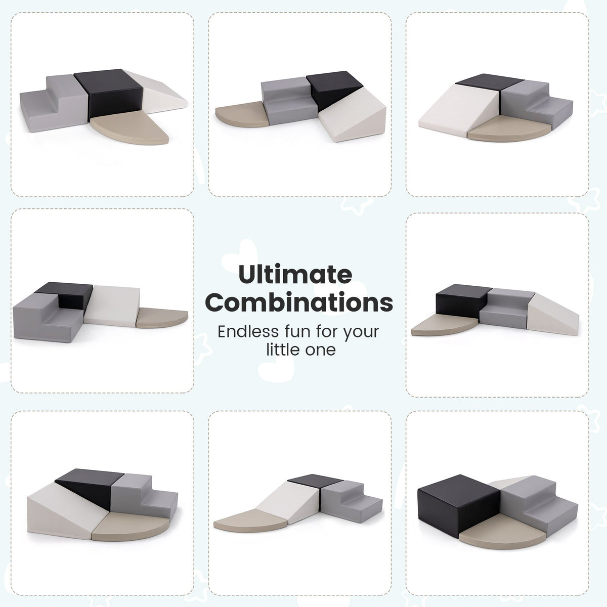 4-Piece Climb and Crawl Foam Block Play Set for Infant Baby-Black view 6