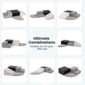 4-Piece Climb and Crawl Foam Block Play Set for Infant Baby-Black view 6