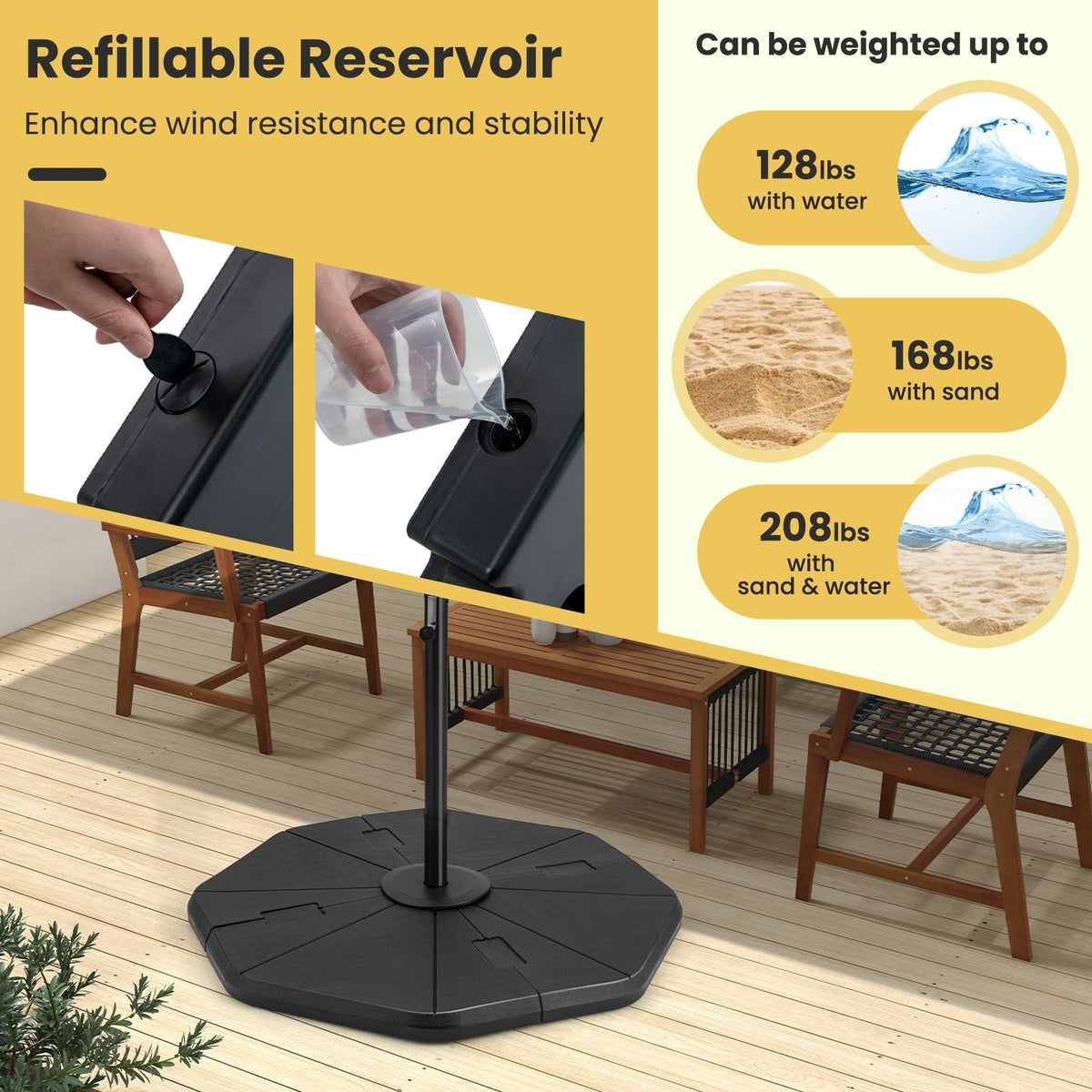 4-Piece Fillable Umbrella Base Stand for Garden Yard Poolside view 7