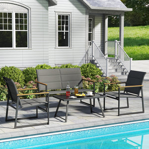 4-Piece Outdoor Conversation Patio Furniture Set-Gray view 3