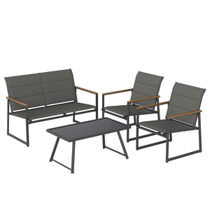 4-Piece Outdoor Conversation Patio Furniture Set-Gray view 4