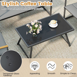 4-Piece Outdoor Conversation Patio Furniture Set-Gray view 8