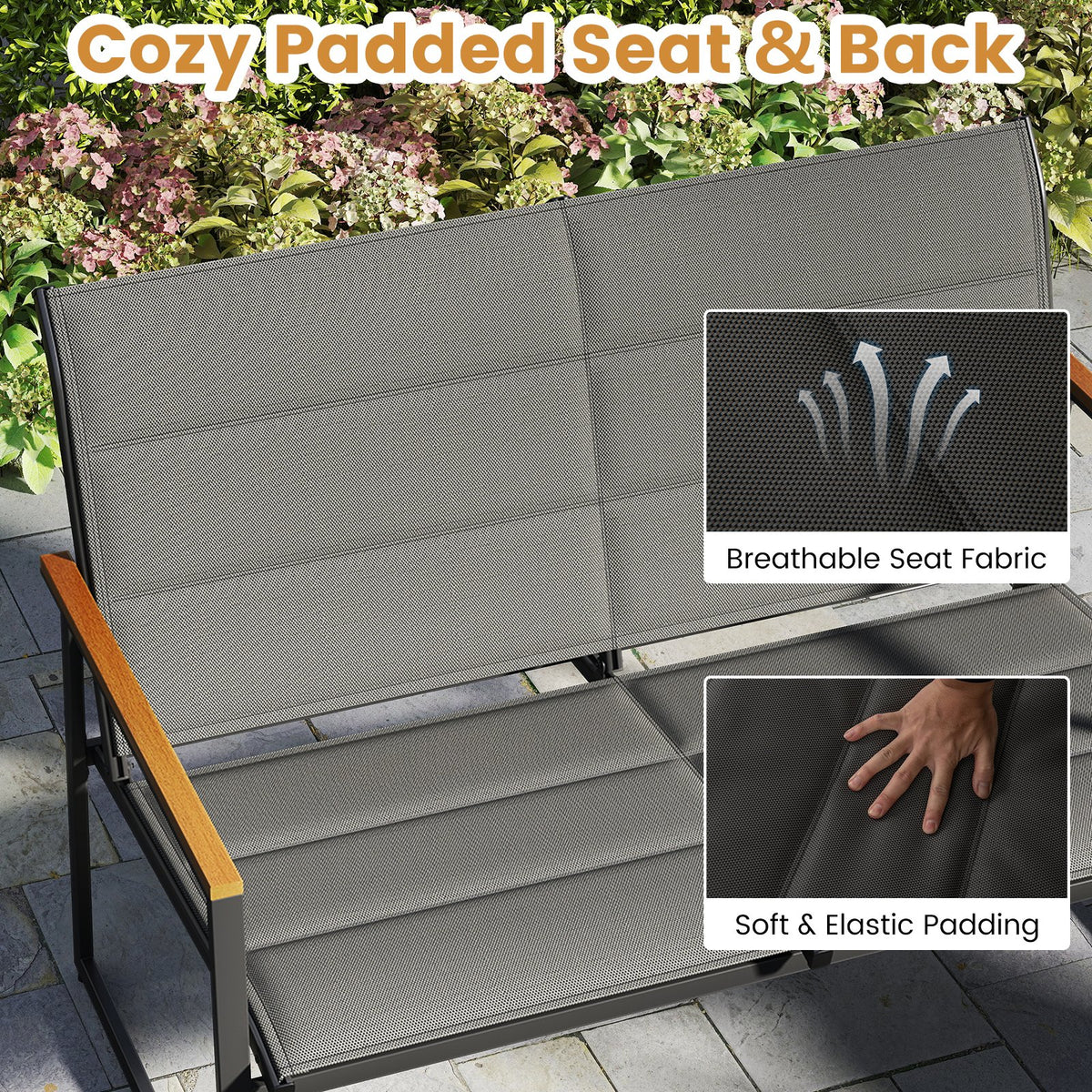 4-Piece Outdoor Conversation Patio Furniture Set-Gray view 9