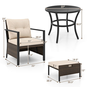 4 Piece Outdoor Furniture Set with Glass Topped Coffee Table-White view 4
