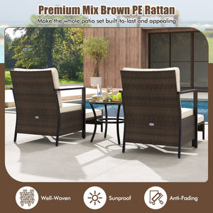 4 Piece Outdoor Furniture Set with Glass Topped Coffee Table-White view 5